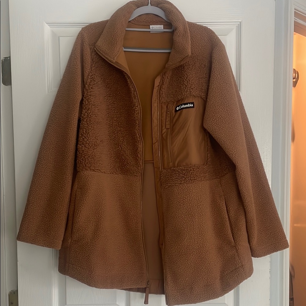 Columbia Brown Teddy Jacket Plush Fleece Casual